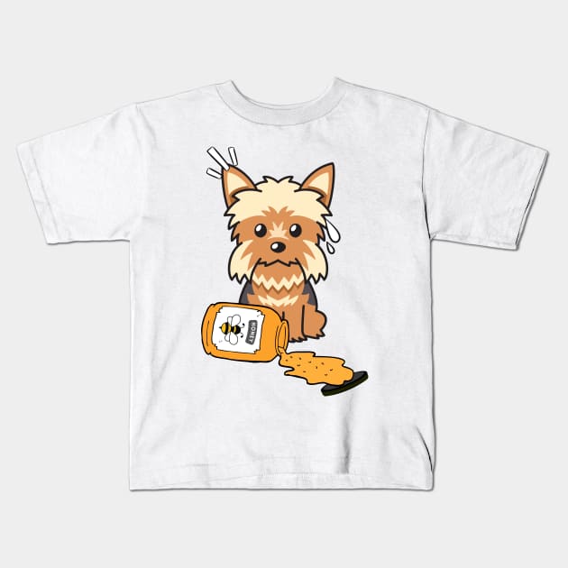 Naughty yorkshire terrier spilled a jar of honey Kids T-Shirt by Pet Station